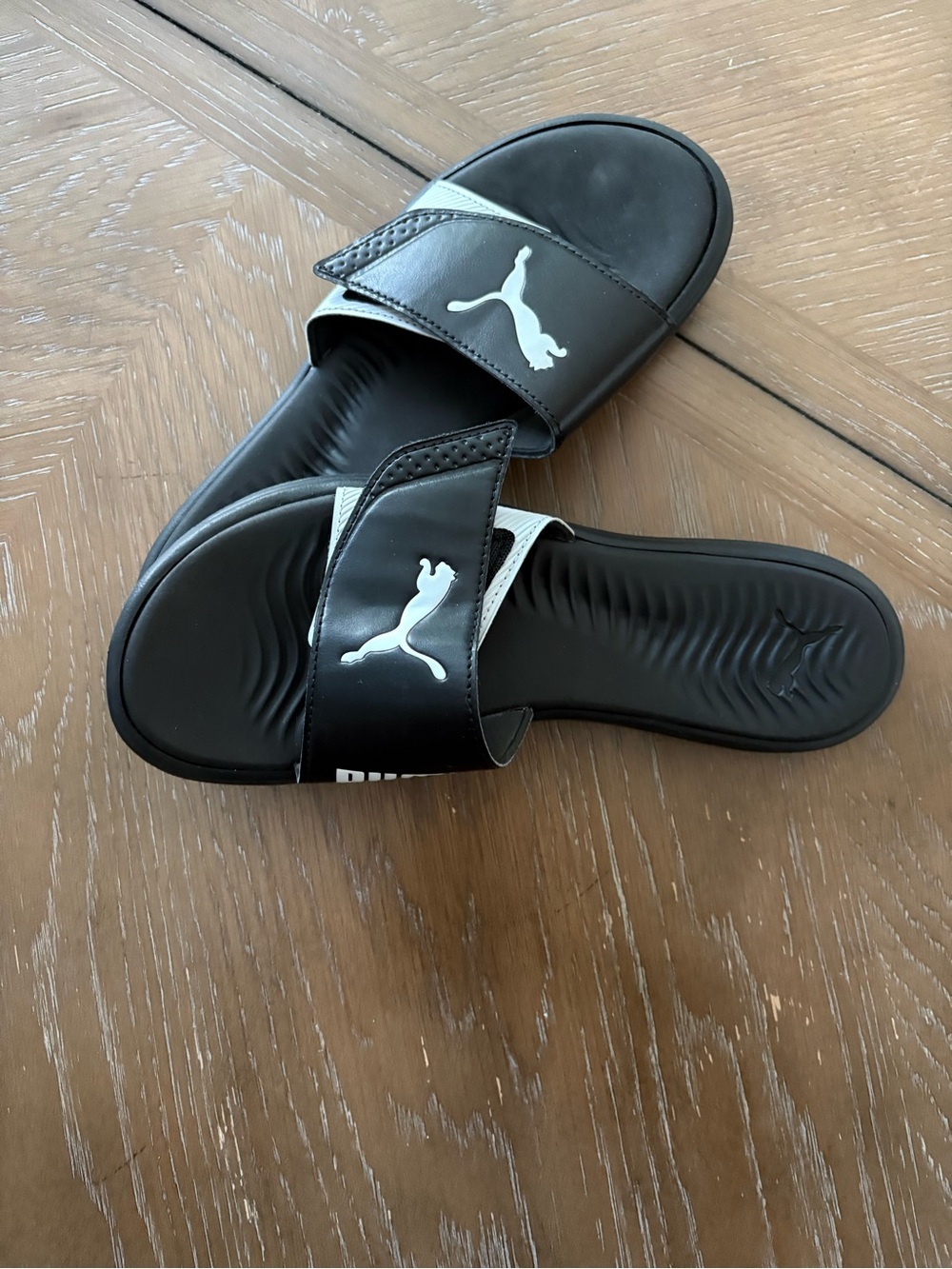 Puma Black and White Slide Sandals
